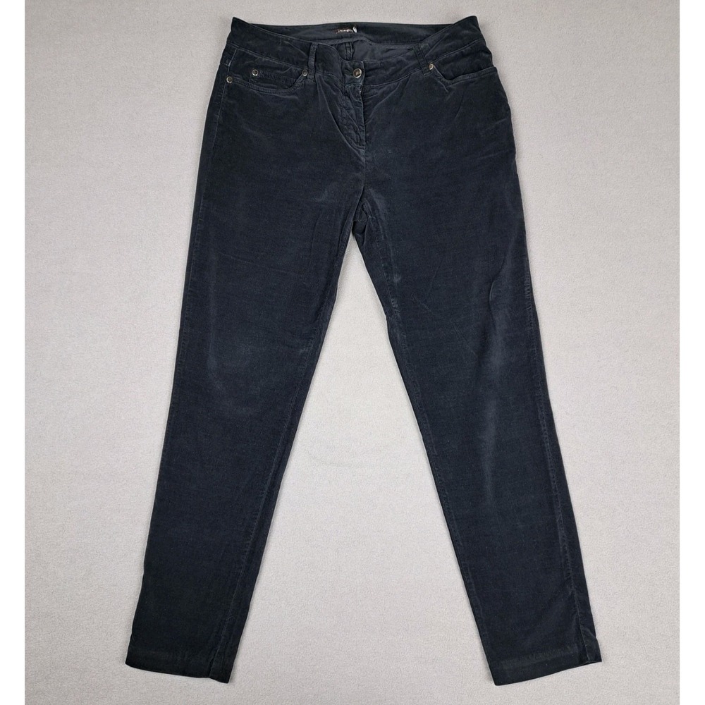 J McLaughlin Pants Womens 14 Black Flocked Velvet Taper Leg Classic Stretch EC - Picture 11 of 11